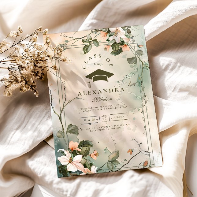 Invitation Photo Boho Fleur sauvage Graduation Party (Créateur téléchargé)