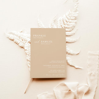 Invitation photo Boho, Invitation Beige moderne