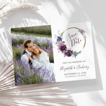 Photo Boho Purple Floral Gold Frame Enregistrer la