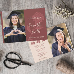 Invitation Photo Boho Rouge