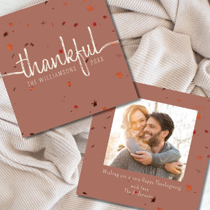 Invitation Photo Bon thanksgiving moderne Feuilles d'automne