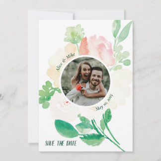 Invitation photo bouquet aquarelle de verdure