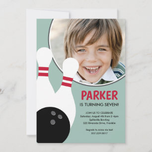 Invitation Photo Boy Bowling fête d'anniversaire
