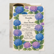 Invitation photo Budget Purple/Blue Hydrangea