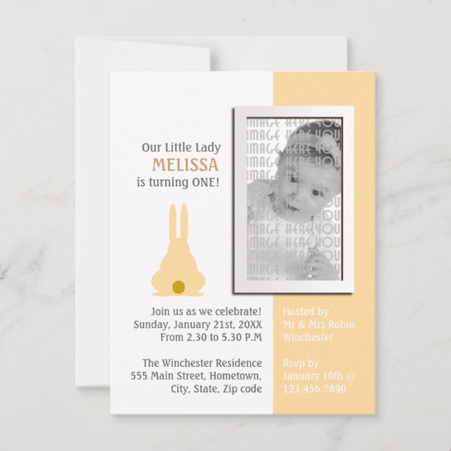 Invitation Photo Bunny Brown Anniversaire (Devant)