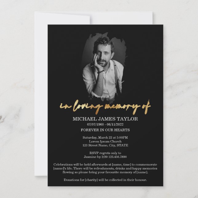 Invitation Photo Calligraphie Moderne En Mémoire Amoureuse Fu (Devant)