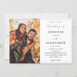 Invitation Photo Calligraphie noir et blanc Simple V2b