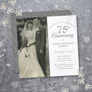 Invitation Photo carré élégant pour les 75 ans de mariage