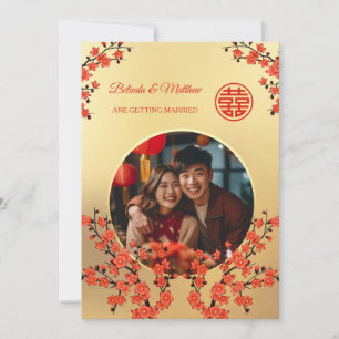 Invitation Photo Cherry Blossom Mariage chinois