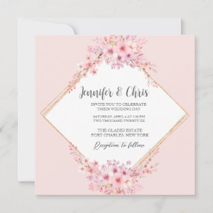 Invitation Photo Cherry Blossom QR Code Mariage