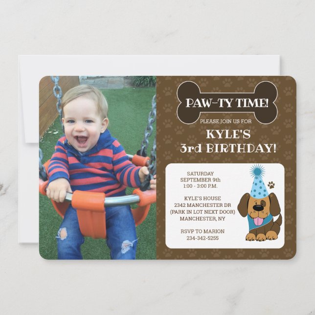 Invitation Photo Chien Chien Chien Paw-ty double face Anniver (Dos)
