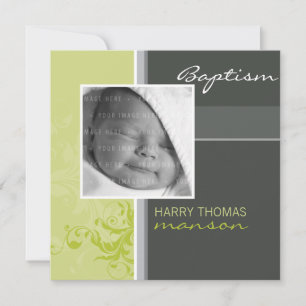 Invitation PHOTO CHRISTENING INVITATIONS: 4SQ posh