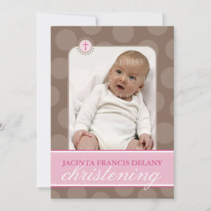 Invitation PHOTO CHRISTENING INVITATIONS: polkadot 1P