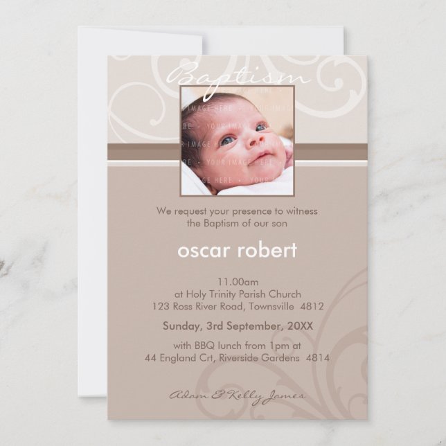 Invitation PHOTO CHRISTENING INVITES : charity 1P (Devant)