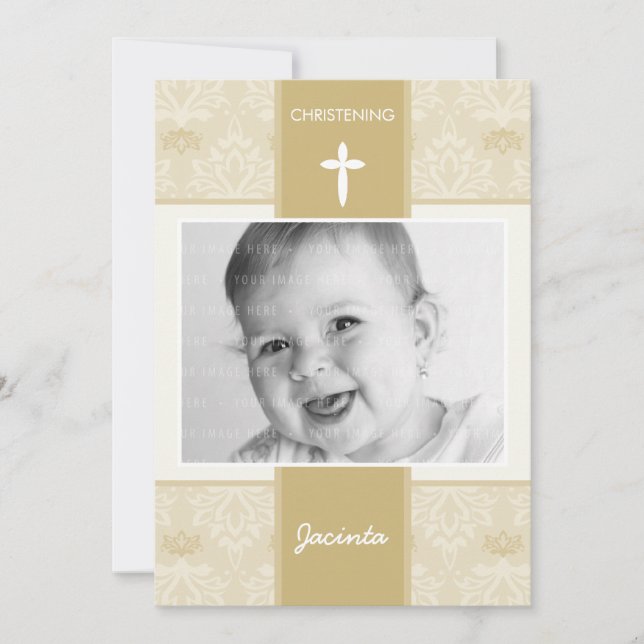 Invitation PHOTO CHRISTENING INVITES : pretty 3P (Devant)