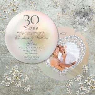 Invitation photo circulaire perle pour le 30e anni