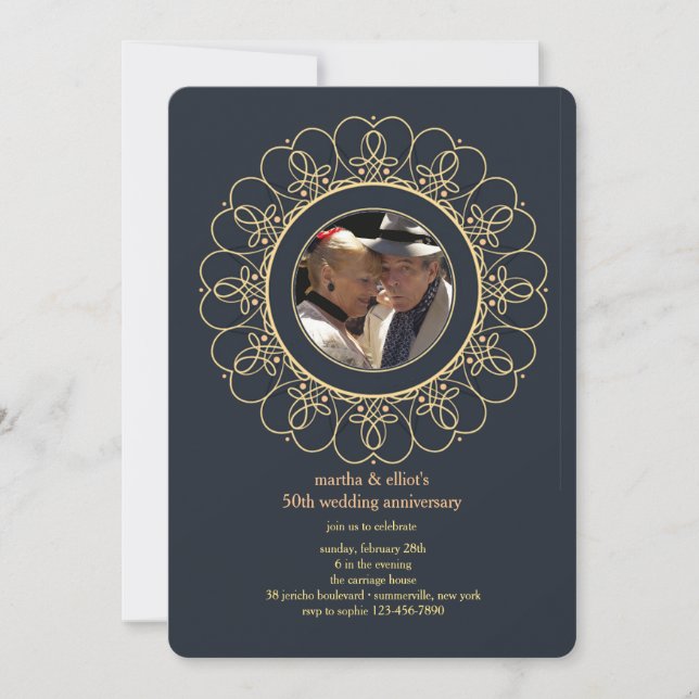 Invitation photo Coeurs filaires rondes (Devant)