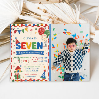 Invitation Photo Color Pop SEVEN Fête d'anniversaire