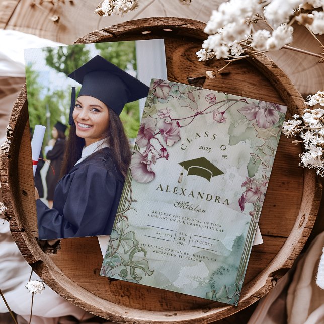 Invitation Photo Colorful Fleur sauvage Graduation Party (Créateur téléchargé)