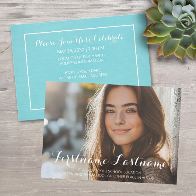 Invitation Photo complète avec script - Graduation Party (Custom Graduation Announcement)