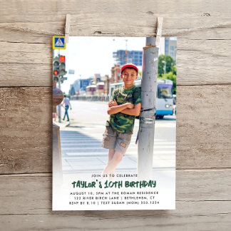 Invitation Photo complète Customisée à tout âge Anniversaire 