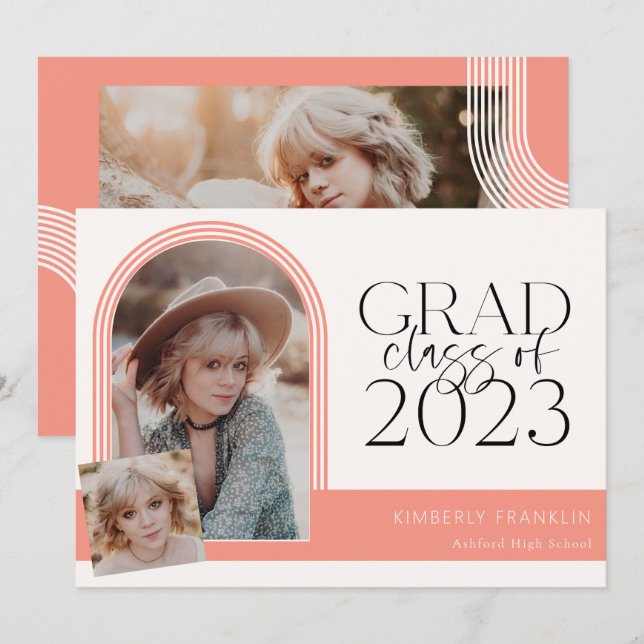 Invitation Photo contemporaine Chic Graduation (Devant / Derrière)