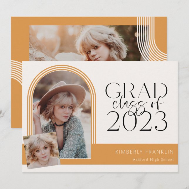 Invitation Photo contemporaine Chic Graduation (Devant / Derrière)