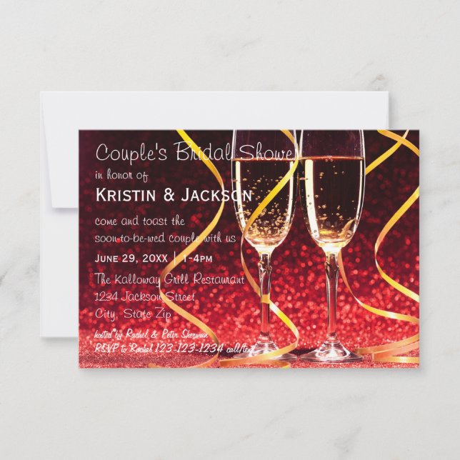 Invitation Photo coupe Champagne - Fête de l'mariée 3x5 (Devant)