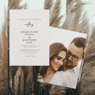 Invitation Photo Couple moderne Beige Pas de parents Mariage