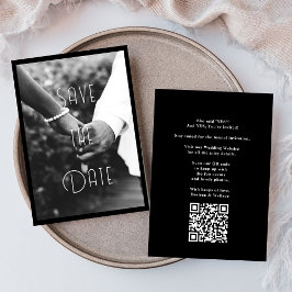Invitation Photo Couple Vertical Noir & Blanc Enregistrer La
