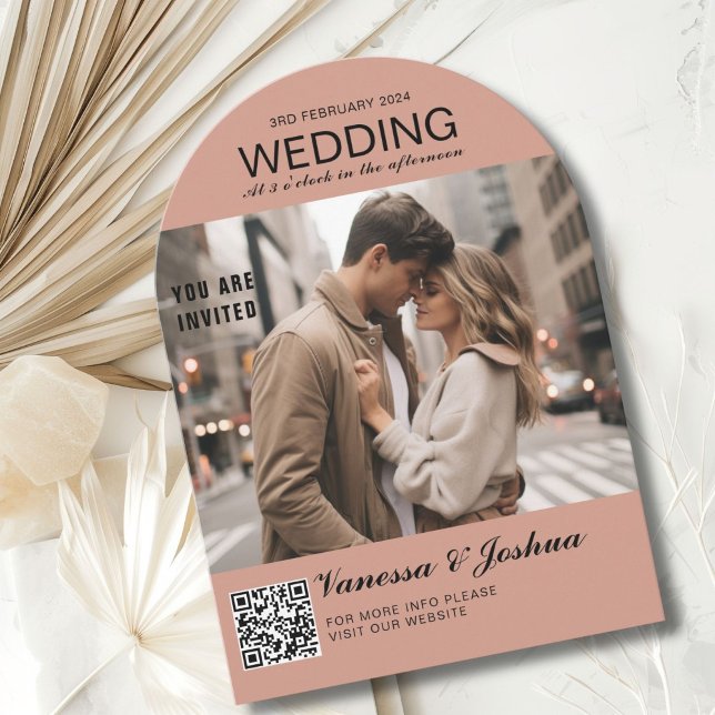 Invitation Photo Couverture Magazin Code QR Mariage (Photo Cover Magazin QR Code Arch Wedding Invitation)