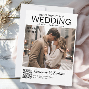 Invitation Photo Couverture Magazin Code QR Mariage