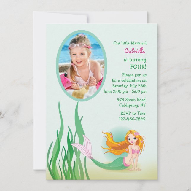 Invitation photo Cute Mermaid (Devant)