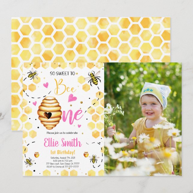 Invitation photo d'abeilles (Devant / Derrière)