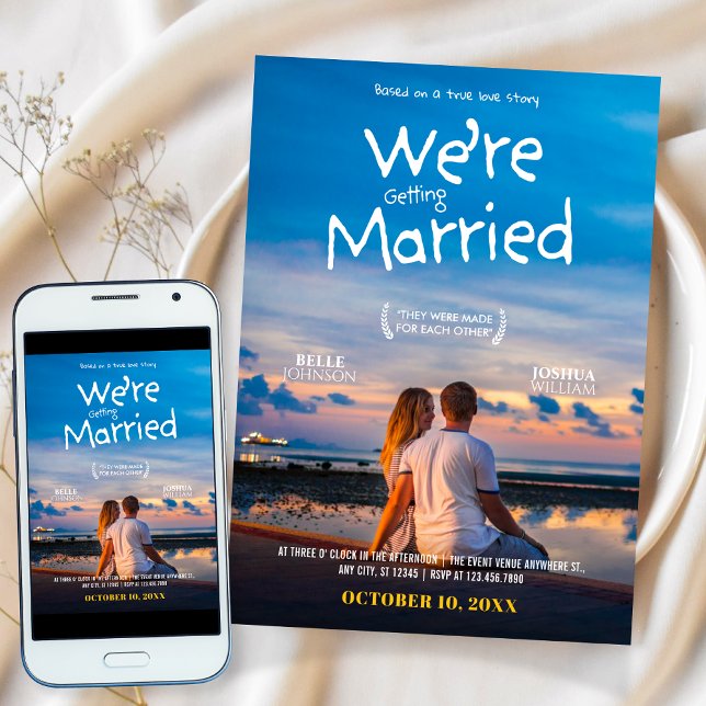 Invitation Photo d'affiche minimaliste mariage (Créateur téléchargé)