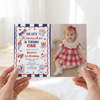 Invitation photo d'anniversaire 1ère année Rouge B