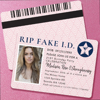 Invitation Photo d'anniversaire 21 ans drôle avec faux permis