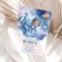 Invitation Photo d'anniversaire 3 ans Astronaute de l'espace