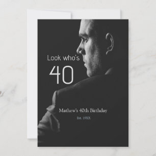 Invitation photo d'anniversaire 40 ans nom masculin est. anné