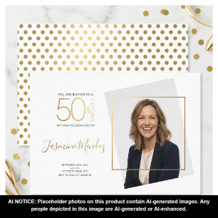 Invitation Photo d'anniversaire 50 ans et Fabuleux en pois do