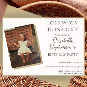 Invitation photo d'anniversaire 65 ans minimaliste