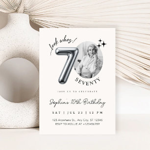 Invitation Photo d'anniversaire 70 ans minimaliste moderne