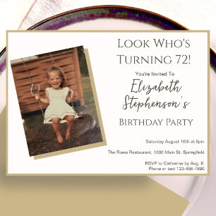 Invitation photo d'anniversaire 72 ans minimaliste