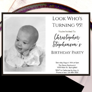Invitation photo d'anniversaire 95 ans minimaliste