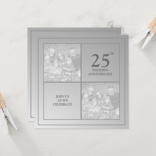 Invitation Photo d'anniversaire argent Passé & Présent