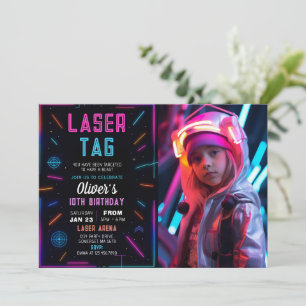 Invitation photo d'anniversaire au Neon Laser Tag