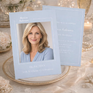 Invitation Photo d'anniversaire bleu poussiéreux doux