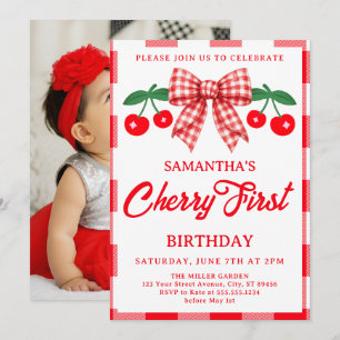 Invitation Photo d'anniversaire Cerise 1er anniversaire à noe