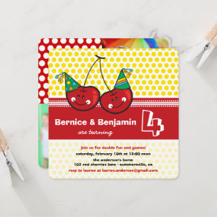 Invitation Photo d'anniversaire conjoint des enfants jumeaux 
