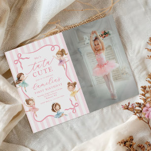 Invitation Photo d'anniversaire de 1 an de ballerine avec tut